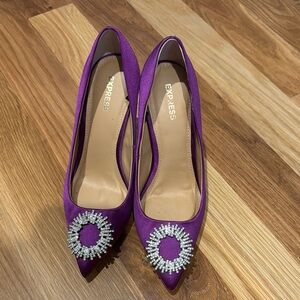 Express Purple Embellished Women's Heels